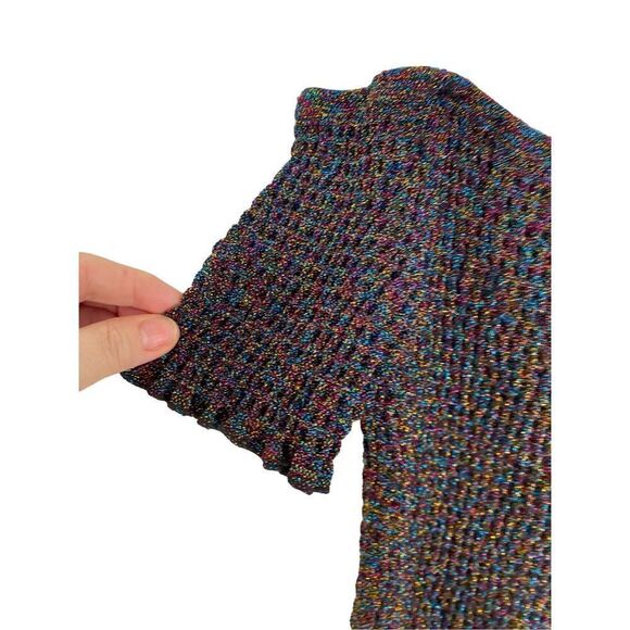 Urban outfitters multi colored off shoulder tube, top metallic threading size M - Picture 3 of 5